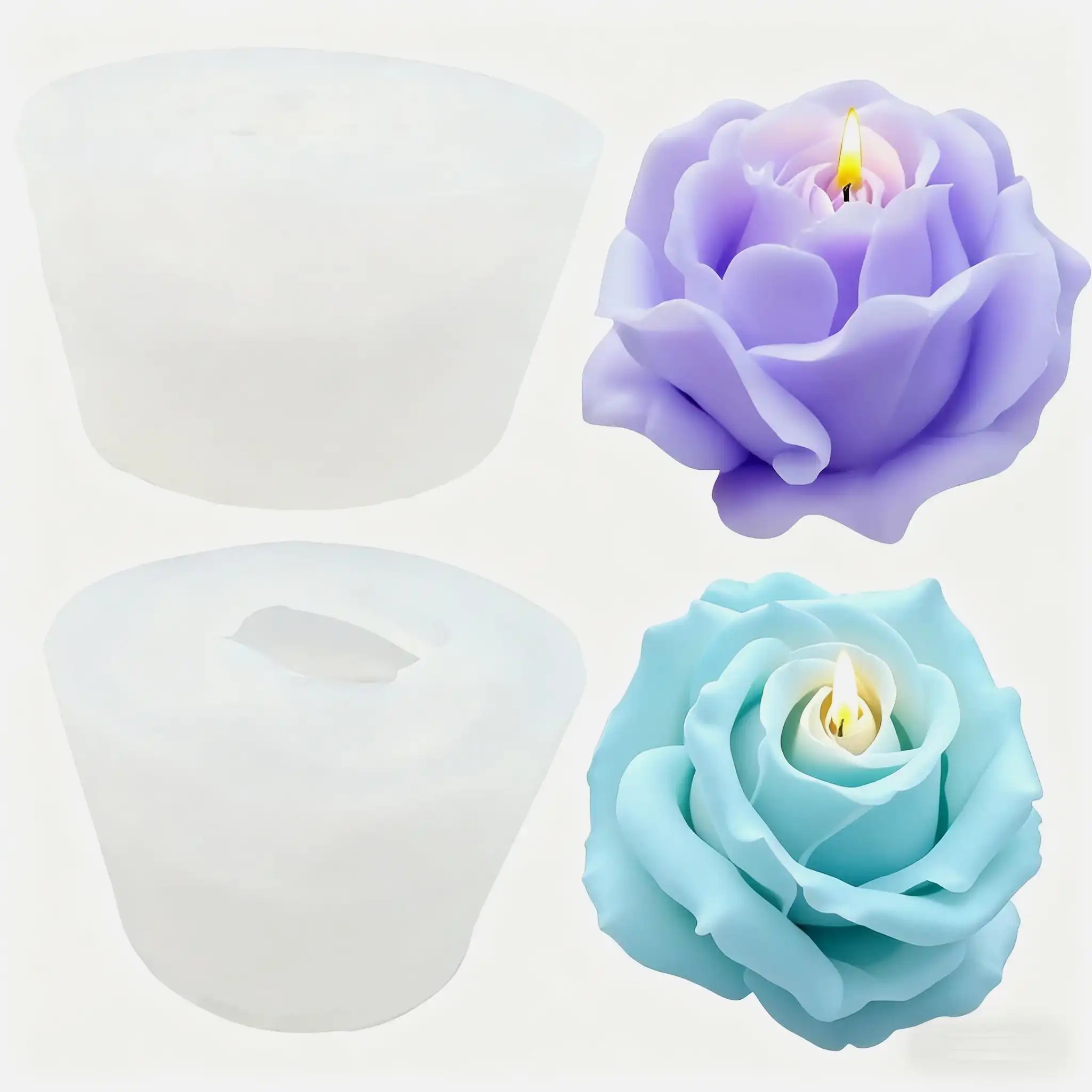 Soap Making Chemical - 2 Parça Romantik 3D Gül Silikon